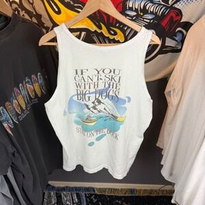 Vintage 1996 Big Dogs Ski With The Big Dogs Tank Top White Mens Large USA Made